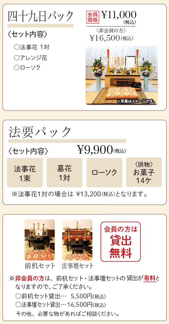 やまうち葬祭：お葬式が終わったら：法事・供養